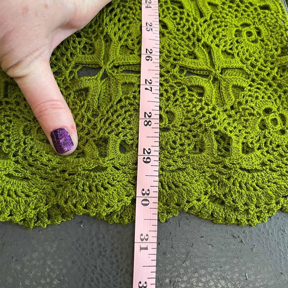 Unbranded green floral crochet tunic long top lace MEDIUM sheer short sleeve - Picture 13 of 13